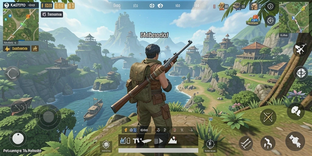 Tangkapan layar gameplay KASTOTO menampilkan dunia terbuka yang luas dan interaksi karakter.